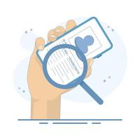 ID Verification Concept. Mobile Phone with Magnifying Glass. Ideal for security, technology, biometrics, subscription services, identity, workflow authentication. Flat Design Illustration. vector