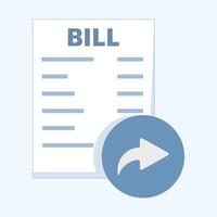 payment receipt with arrow sign, representing stock payment proof icon or button, Flat design illustration on background. vector