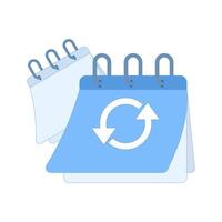 calendar with rotating arrows. symbolizes rescheduling, date changes, recurring events, or time management. business, productivity, and planning concepts. Flat illustration vector