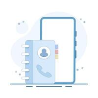 Contact Blue Color Icon Design for phone. Web and Mobile Application Symbol. Flat illustration on White Background. vector