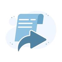 payment receipt with arrow, representing stock payment proof icon or button, Flat illustration on background. vector