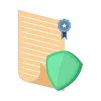 certified and secure platform. documents, badges, and shields that symbolize legality, authorization, or security assurance. business certification and compliance. Flat illustration. vector