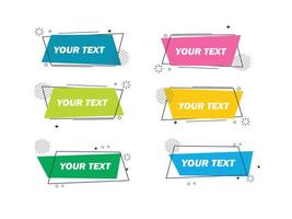 set of colorful text labels with different shapes vector