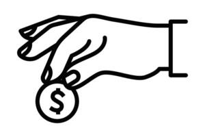 Hand holding dollar coin icon illustration vector