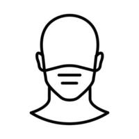 A black and white line drawing of a man with a surgical mask vector