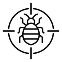 A black and white image of a bug in a crosshairs vector