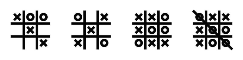 Four different tic - tac - toe games on a white background vector