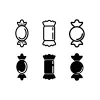candy icon set design concept silhouette and outline style vector