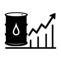 Rising Oil Prices, barrel oil with a sharply increasing graph vector