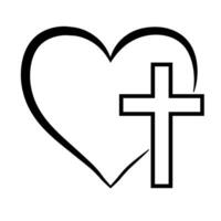 Heart and Cross Faith, Love, and Redemption Symbol vector