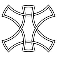 Symmetrical Celtic cross pattern, abstract line art, tattoo style icon vector