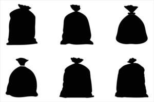 Set of Silhouettes of Trash Bag vector