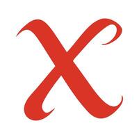 Red brushstroke X mark icon, red cross xmark error symbol vector