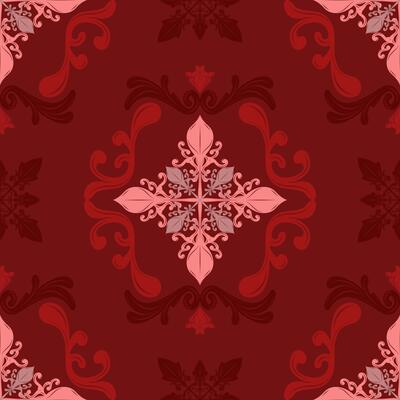 Elegance Burgundy Dark Crimson Luxury Damask Element Ornate Scroll Seamless Repeat Pattern. Intricate Rococo Medieval Art for Rich Decoration Silk Embroidery Wallpaper Backdrop Textiles Invitation Tie