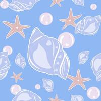 Large and small conch-like shells with soft lavender and white hue Decorated with small heart shapes, giving them a cute, whimsical touch enhancing the charming aesthetic. playful dreamy underwater vector