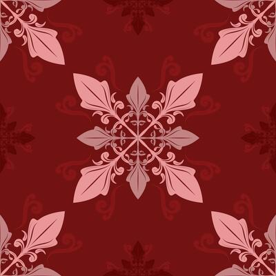Timeless Elegance Damask Pink Red Maroon on Burgundy Background Delicate Wallpaper Design. Seamless Pattern Repeat of Luxury Scroll Element For Classy Rich Decoration Invitation Branding Interior Silk