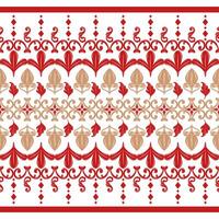 Beautiful Ornate Scroll Twist Geometric Medieval Victorian Florals Buds Botanical Filigree with Golden Red on White Background Luxury Elaborate Rich Pattern Seamless Design for Border Wallpaper Fabric vector