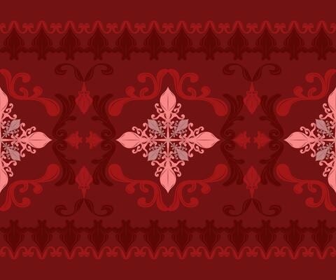 Delicate Elegance Timeless Victorian Florals Ornate Scroll with Pink And Burgundy on Deep Red Background. Curly Exquisite Frame Element Decoration for Opulence Rich Design Wallpaper Mystery Luxury Rug