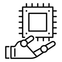 AI robotics black round line icon vector