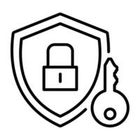Encryption black round line icon vector