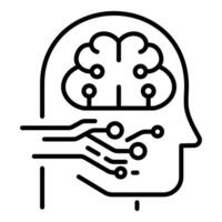 AI robot round line icon vector