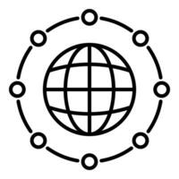 Global connection black round line icon vector