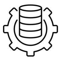 Database configuration black round line icon vector