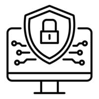 Encryption authentication black round line icon vector