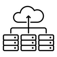 Cloud database black round line icon vector