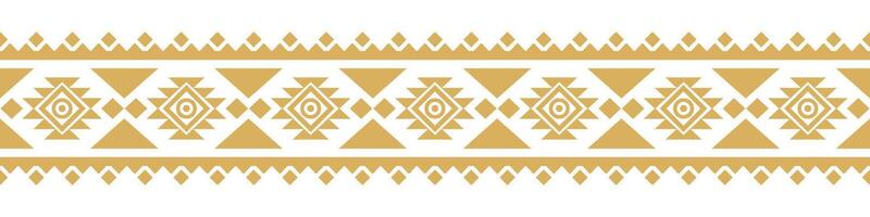 Gold Border with Aztec Tribal Geometric Ethnic Abstract Boho Motif. vector