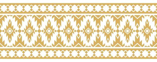Gold Ethnic Pattern with Geometric Aztec Abstract Border Elements. vector