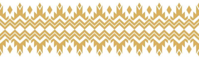 Gold Tribal Border in Ethnic Abstract Style with Geometric Aztec Patterns. vector