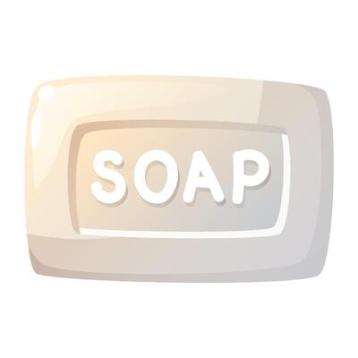 illustration of white soap for skin care, for body, laundry soap. Detergent for house cleaning. Spring cleaning, cleaning, cleanliness in the house.