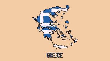 Greece Hand Drawn Cartoon Animated Map with Flag Drawn Inside the Territory with Isolated Background video
