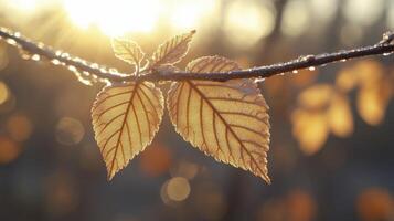 Translucent Leaves Backlit by Warm Sunlight photo