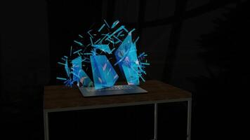 Broken Cloud Assembling Computing Technology Animated 4K video