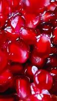 Red pomegranate grains are bouncing on a pile video