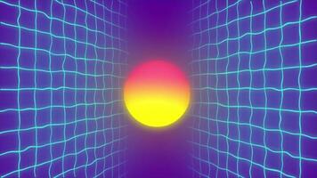 Neon Glow Sunset with Virtual Gridlines Synthwave Aesthetic Animation video