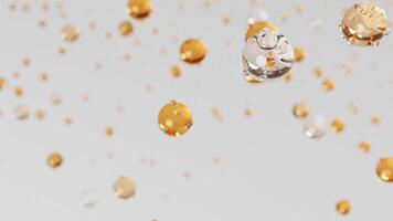 3d rendering animation background with abstract moving bubble in orange color video