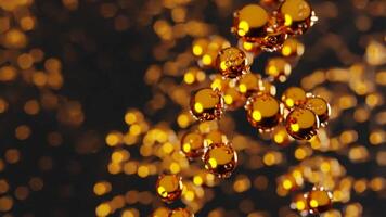 3d rendering animation background with abstract moving gold round shapes video