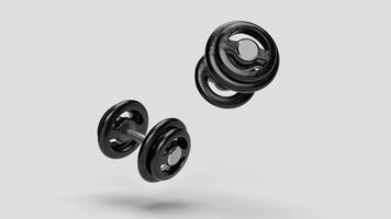 two dumbbells with floating lid photo