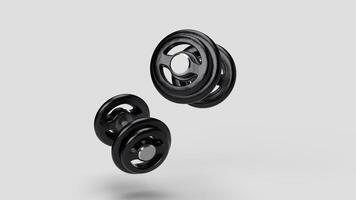 two dumbbells with floating lid, bottom view photo