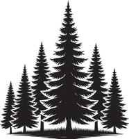 Black and white silhouette of trees in the forest vector