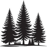 Black silhouette of pine trees on a white background vector
