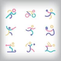 9 different sports design sets of modern lines. vector
