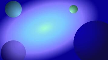 A blue background with several spheres and a bright light vector