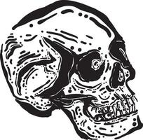 Skull face illustration - black color - skull face made from manual drawing - abstract ekspressionist style - for logo, elements, symbol or your template design vector