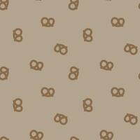 seamless minimal pretzel bakery sweet repeat pattern in brown background vector