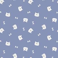 seamless minimal dog and bone repeat pattern in blue background vector
