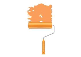 Orange paint roller in flat style isolated on white background vector